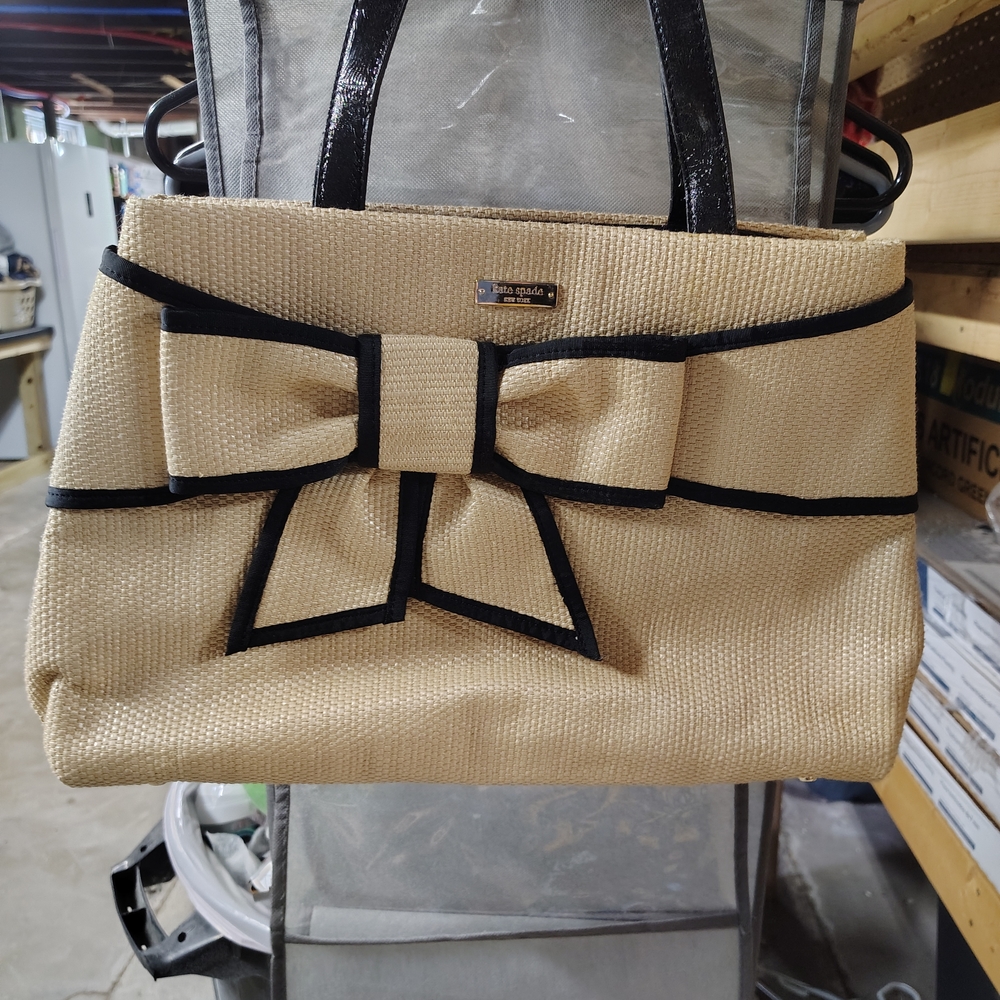 Kate Spade Cream and Black Bow Tote